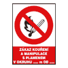 Zákazová značka Zákaz kouření a manipulace s plamenem v okruhu… m, samolepicí A4