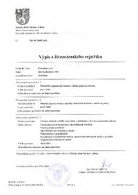 VÝPIS Z ŽIVNOSTENSKÉHO REJSTŘÍKU Červinka s.r.o.